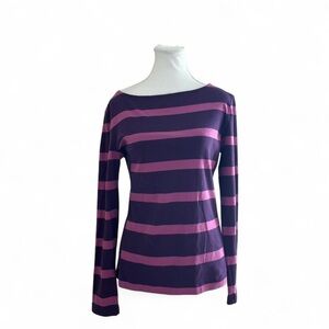 Tommy Hilfiger Purple and Pink Striped Long Sleeve Top